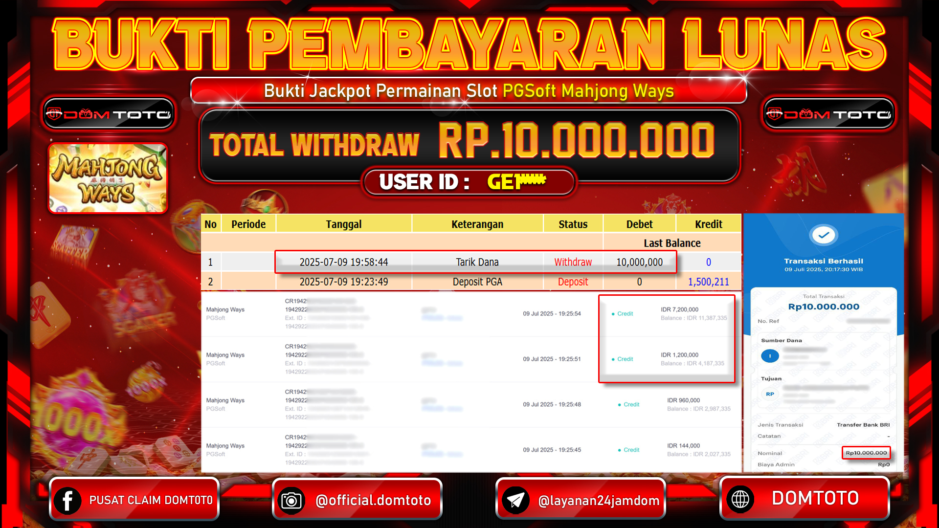 JACKPOT SLOT MAHJONG WAYS 09 JULI 2025
